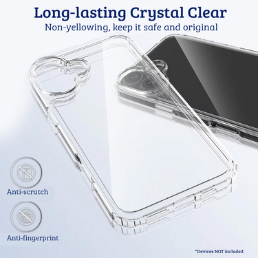 iPhone 16 Premium Clear Case Cover: Acrylic + TPU Construction, Long-Lasting Durability, Enhanced Screen & Camera Protection, Dust & Debris Resistant